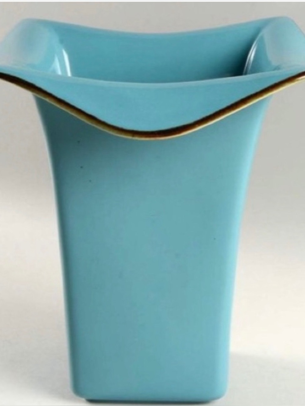 Southern Living At Home Toscana Collection Blue Gold Trim Ceramic Square Vase